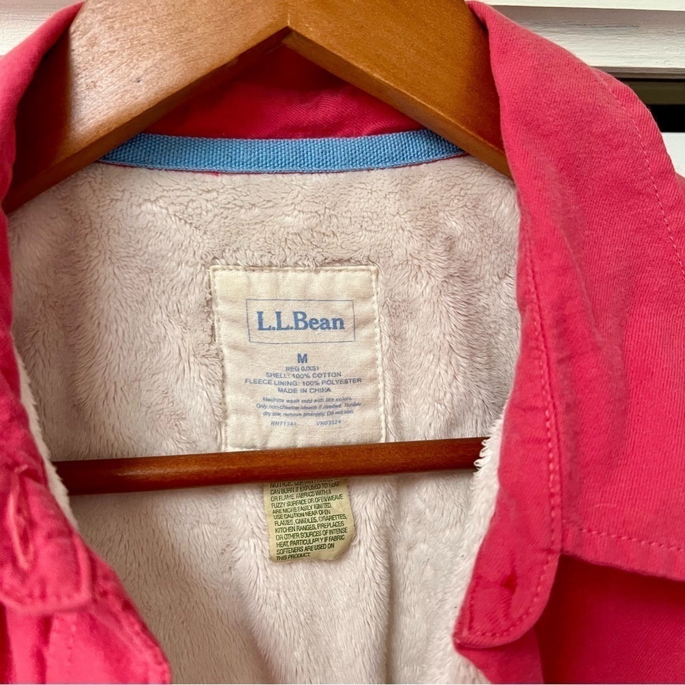L.L. Bean | Fleece/shearling lined pink flannel button up shirt Size Medium